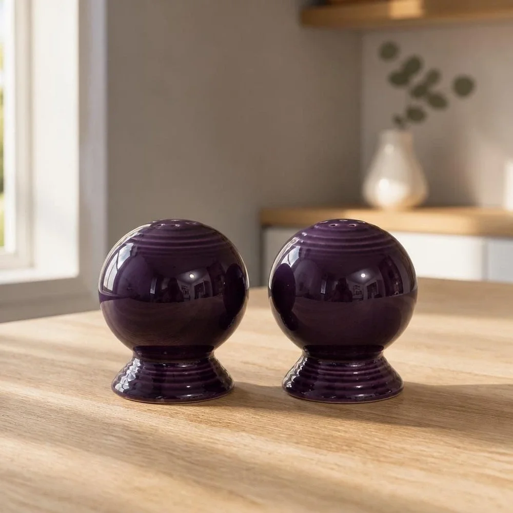 Ceramic Salt and Pepper Shakers Fiesta Dinnerware by Homer Laughlin Plum Color